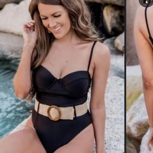 Caitlin Covington x Pink Lilly belted one piece swim